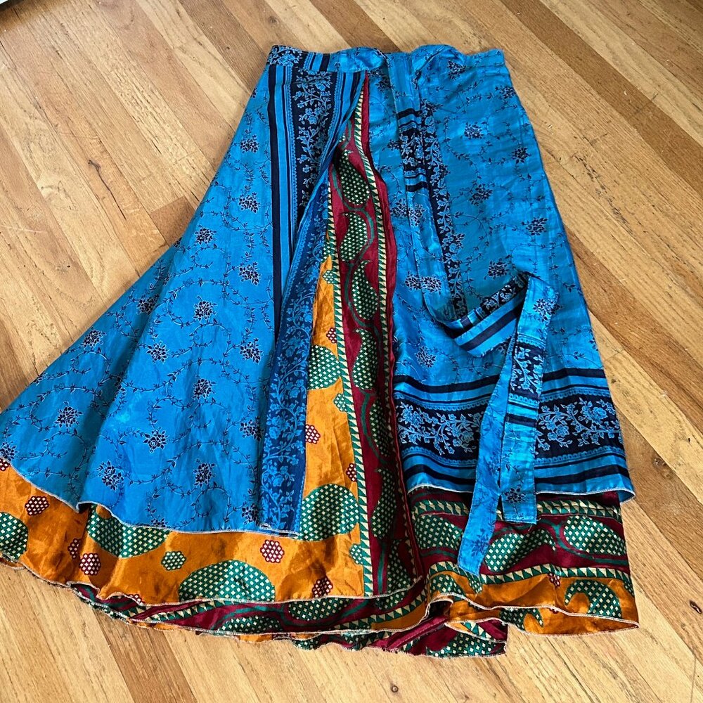 Sari Reversible Wrap Skirt Mid-Long Length up to size 12